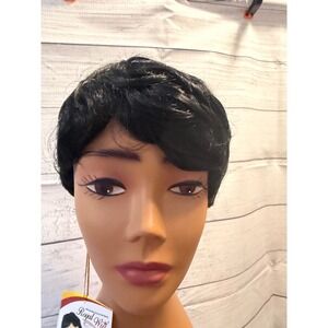 Color 1 human hair blend pixie wig